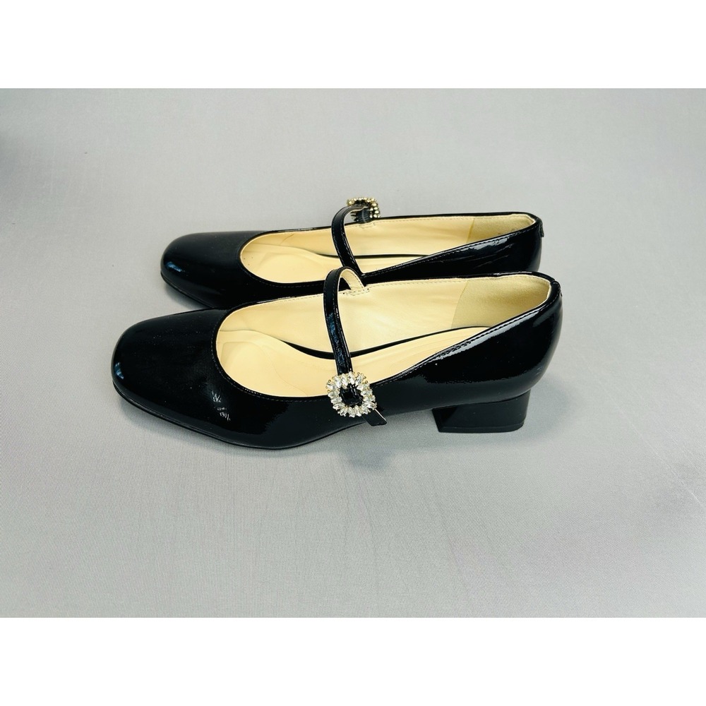Women's 6 Faux Patent Leather Mary Jane Black Dress Shoes Jessica Simpson READ